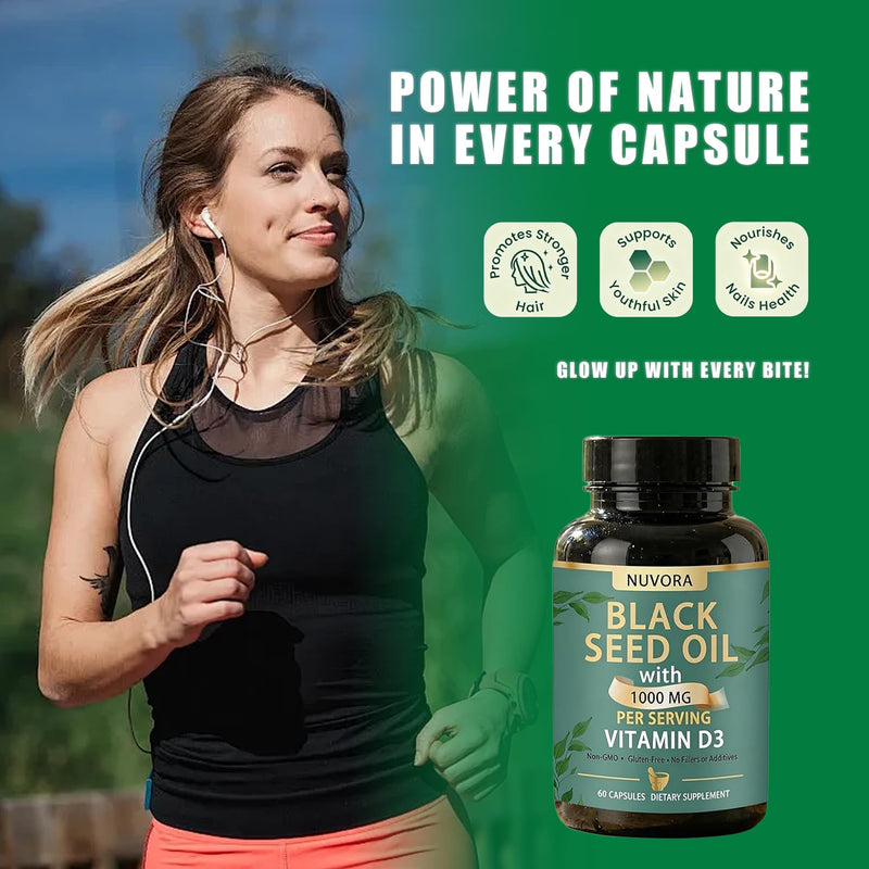 Sabel Black Seed Oil - Within, 5% Thymoquinone | , Vitamin D3 1000 MG, Turmeric and Black Pepper Extract Supporting Health by Restoring Balance From 60 Capsules