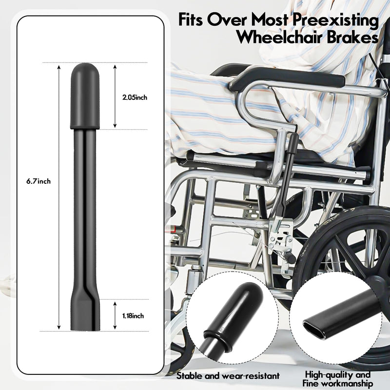 1 Pair Wheelchair Brake Extenders,Wheelchair Handle Extenders,Heavy Duty Iron with Ergonomic Grip,Wheelchair Accessories Universal Fit for Enhanced Mobility & Door Clearance Black 6.7 Inches