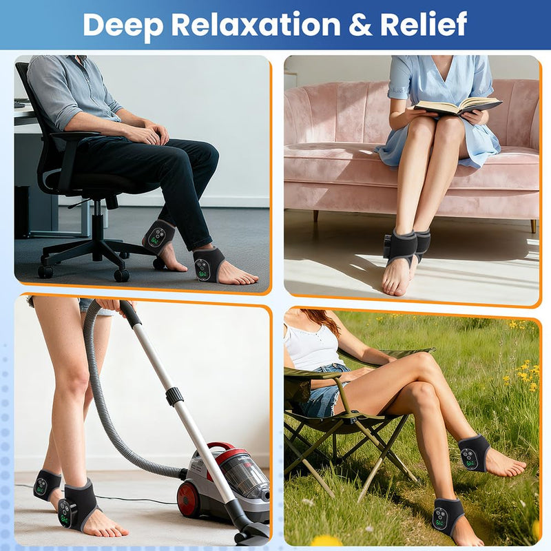 1Pair Ankle Heating Pad, Footrevive 2-in-1 Foot Massager, 3 Massage Modes and 3 Heat Levels, Adjustable Strap System for All Shapes and Sizes - BeesActive Australia