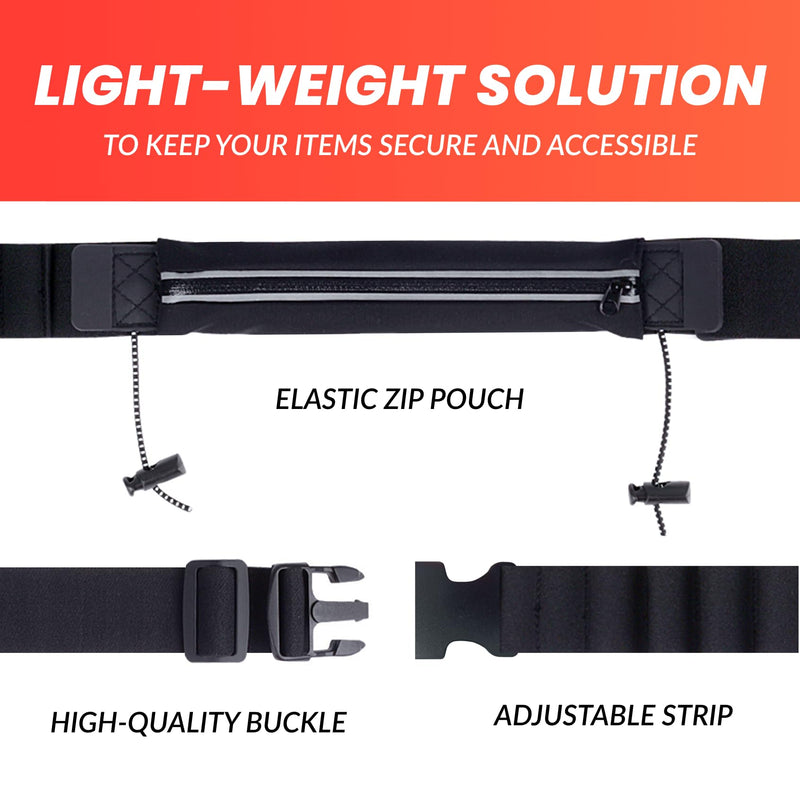 Triathlon Race Belt with Bib Holder - Water-Resistant Running Belt for Phone & Gel - No-Bounce Adjustable Waist Pack for Men & Women - Marathon Essentials & 5K Running Gear