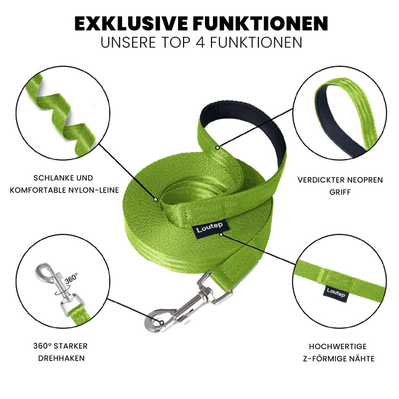Loutep Towing Leash for Dogs Long Leash 3m 5m Towing Leash 10m for Dogs 15m 20m 25m 30m Dog Leash for Small Medium Large Dogs Cross-Country Leash Waterproof Lightweight Running Leash Green - BeesActive Australia