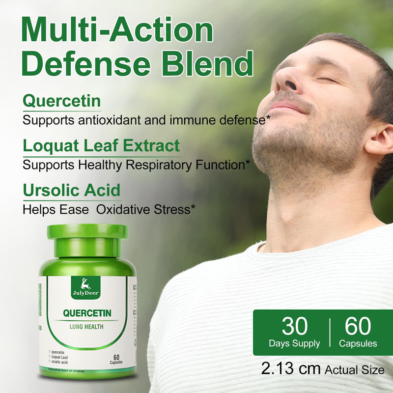 JulyDeer Quercetin 400 mg, Loquat Leaf Extract, Ursolic Acid 60 Capsules | Healthy Immune Support Supplements, High Bioavailable Flavonoids, Natural Antioxidant – Non-GMO, No Gluten 1 Btl 60 Capsules