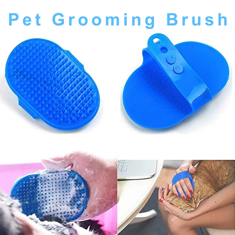 6Pcs Rabbit Grooming Kit Included Rabbit Grooming Brush, Pet Hair Remover, Pet Shampoo Bath Brush, Double-Sided Pet Comb，Pet Nail Clipper and Trimmer for Rabbit Hamster Bunny and Guinea Pig, Blue - BeesActive Australia
