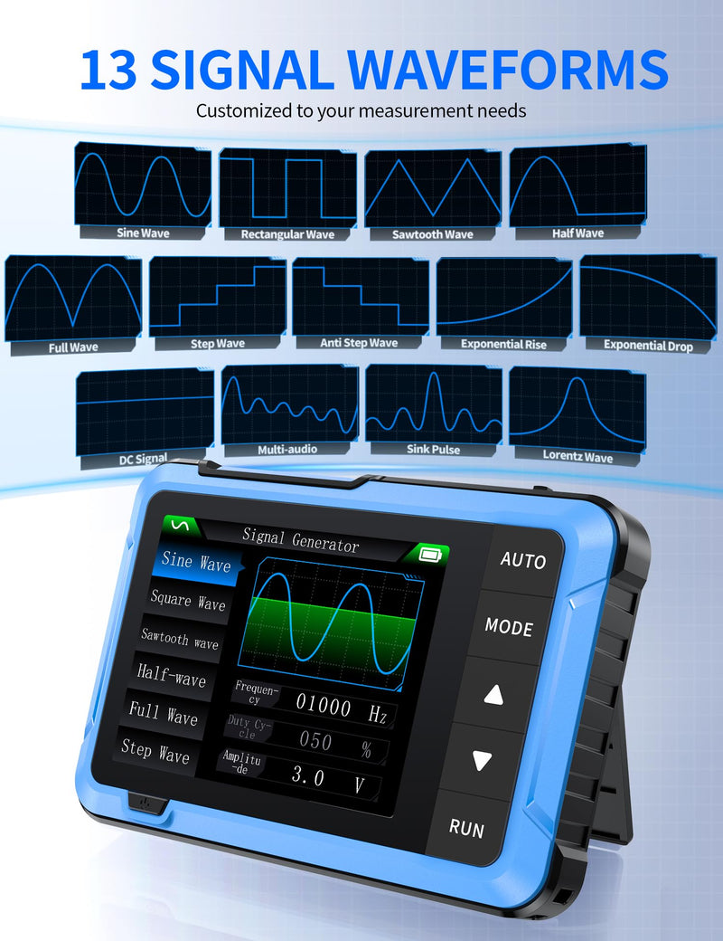 FNIRSI DSO-510 Handheld Oscilloscope/DDS Signal Generator 2 in 1, Digital Portable Automotive Oscilloscope 2.8 inch TFT, 10MHz Bandwidth, 48MS/s Sampling Rate, Trigger Function Auto/Nomal/Single - BeesActive Australia