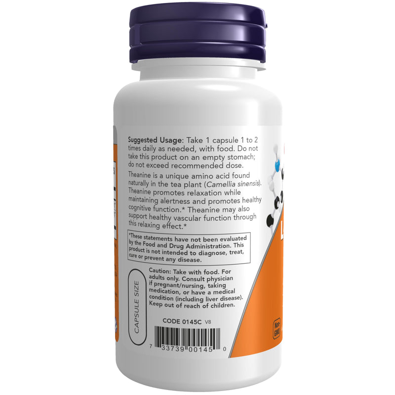 NOW Foods Supplements, L-Theanine 100 mg with Decaf Green Tea, Stress Management*, 90 Veg Capsules 90 Count (Pack of 1)