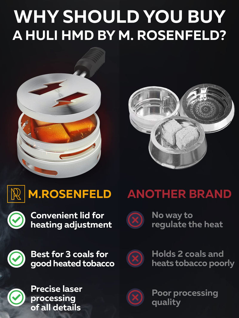 M. ROSENFELD Hookah Coal Holder - Hookah Charcoal Holder – Hookah Heat Management System - Hookah Head for Shisha Hookah Flavor - Hookah Accessories - Hookah Flavor Saver Hookah Coal Cover HULI Silver - BeesActive Australia