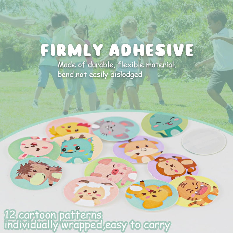Bandages Mini Round Bandages Water Resistant Wound Care Vaccine Patch Small Self Adhesive Breathable First Aid Bands,Cartoon Print,100Pcs