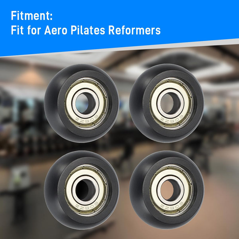 Replacement Roller Wheels For Aero Pilates Reformer Set of 4, Easy to Install, Smooth & Quiet Glide,Black Black