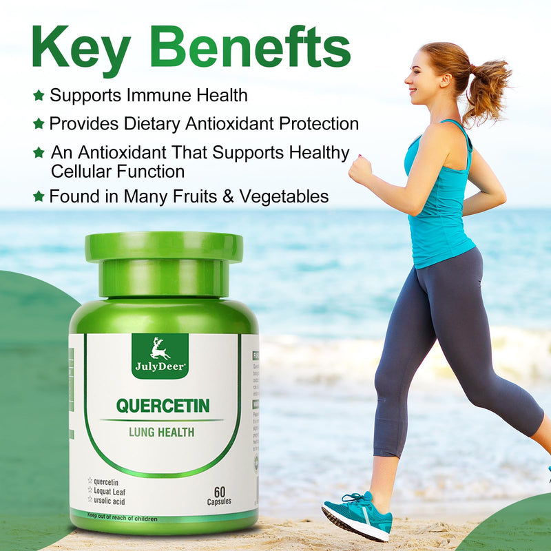JulyDeer Quercetin 400 mg, Loquat Leaf Extract, Ursolic Acid 60 Capsules | Healthy Immune Support Supplements, High Bioavailable Flavonoids, Natural Antioxidant – Non-GMO, No Gluten 1 Btl 60 Capsules