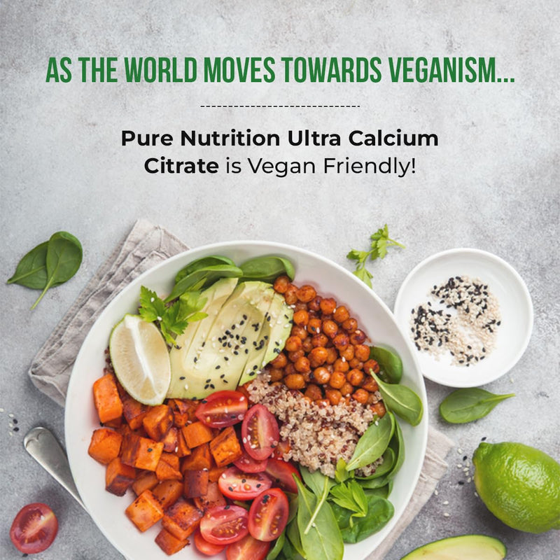 Pure Nutrition Ultra Calcium Citrate 1000mg Highly absorbable Calcium Supplement with Calcium Citrate Malate, Vitamin D, Zinc and Magnesium - 1 Tablet Daily (180 Veg Tabs) Non-GMO | Gluten-Free 1 Count (Pack of 1)