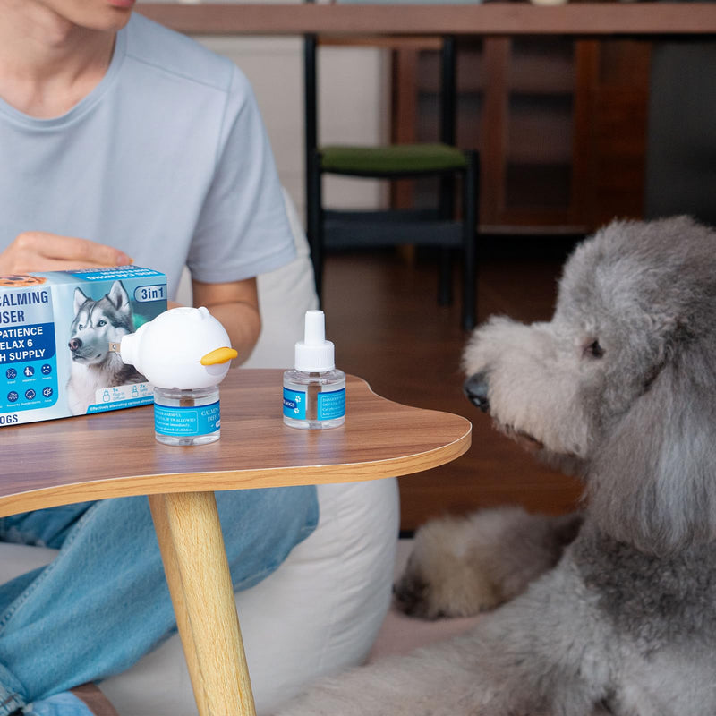Dog Calming Pheromone Diffuser Kit for Dogs/Puppies Anxiety Relief Stress Reduction, 48ml x 2 and1 Plug-in Diffuser Reduces Destructive Behavior, Pee Accidents, Separation Anxiety, Barking
