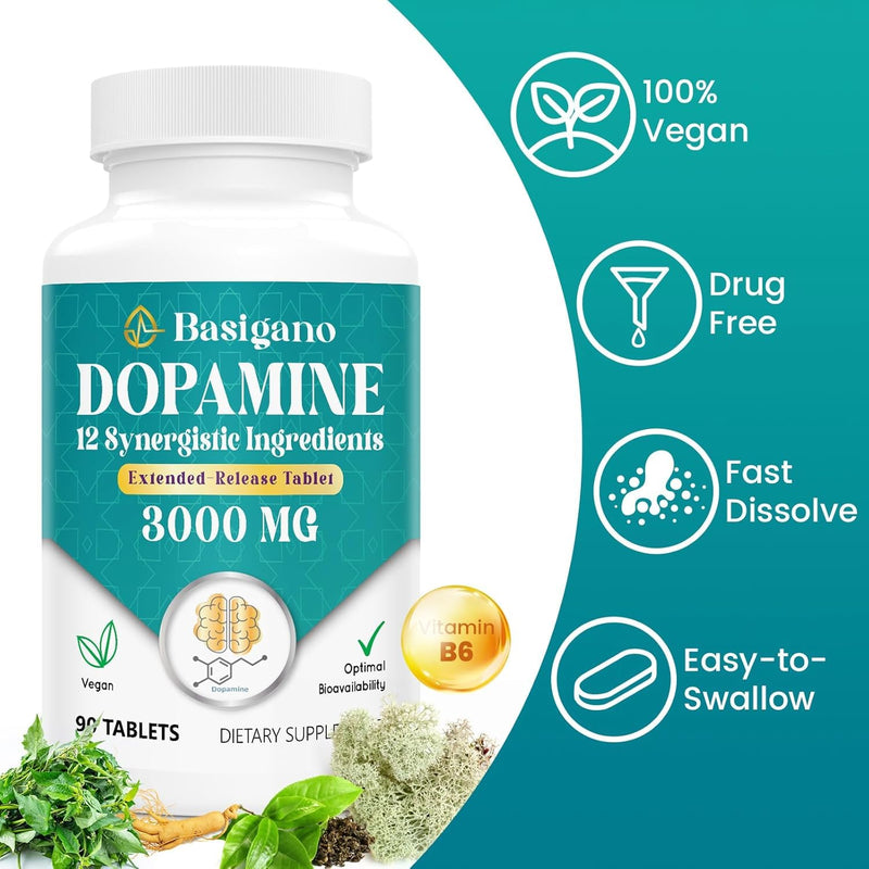 Natural Dopamine Supplement - Gluten-Free - 90 Tablets(Pack of 2) unflavor 90 Count (Pack of 1) - BeesActive Australia