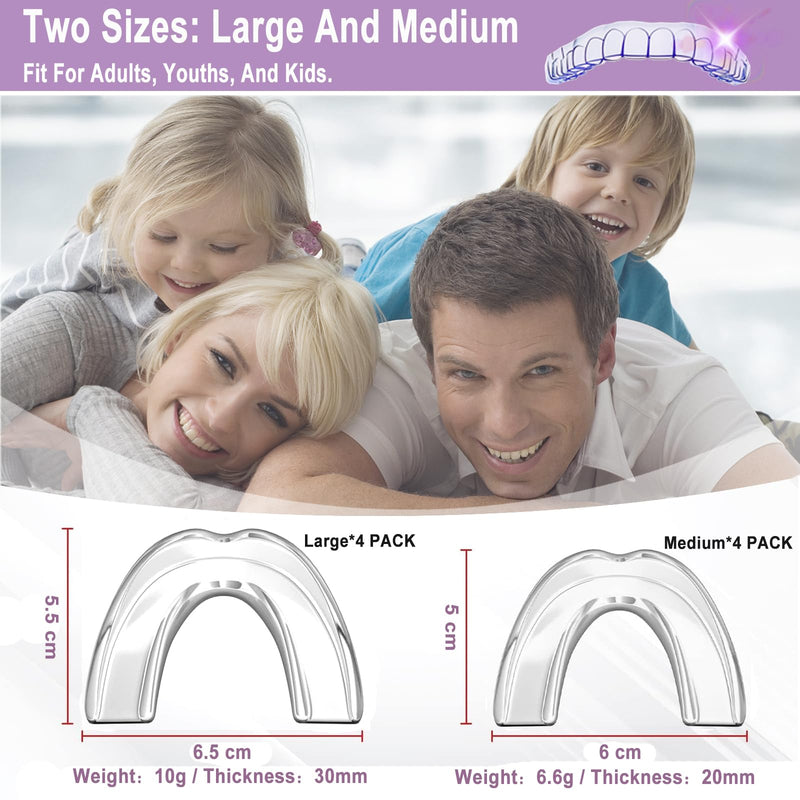Mouth Guard for Grinding Teeth at Night,8 Pack Night Guards for Teeth Grinding,2 Size Mouth Guard for Sleeping,Reusable Mouthguards for Grinding of Teeth at Night 2.35 IN