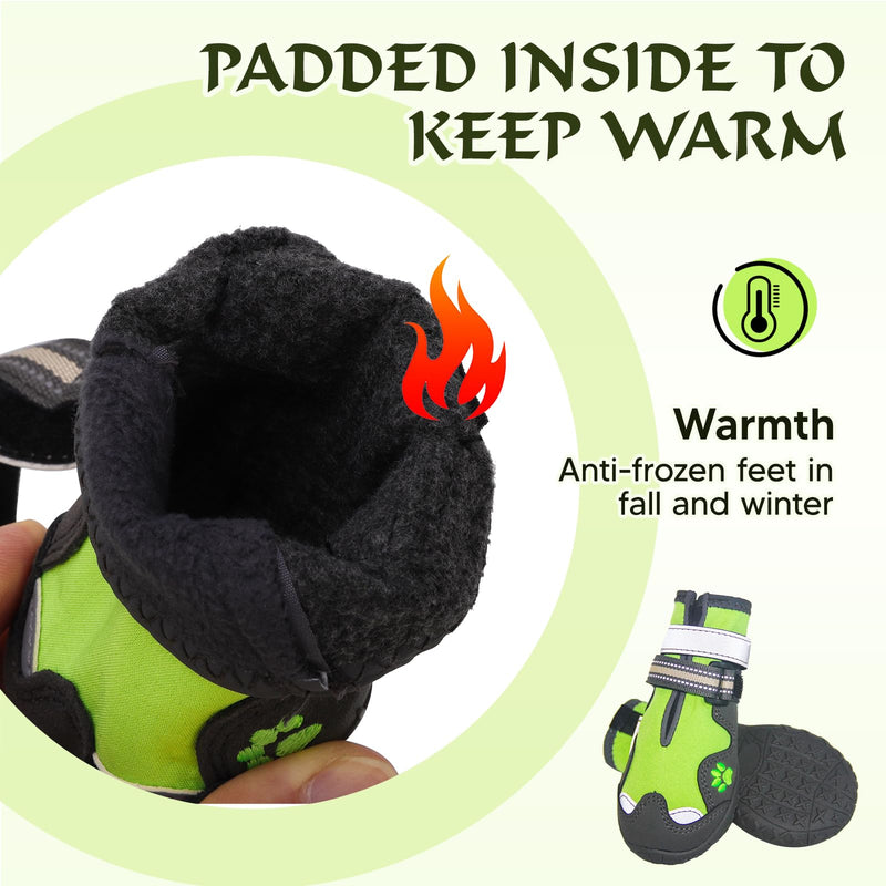 Dog Shoes, Dog Shoes for Medium Dogs, Anti Slip Dog Boots & Paw Protectors for Winter Snowy and Summer Hot Pavement, 4 Pack Dog Booties Waterproof for Medium Size Dogs with Green (Size 5) Size 5: 2.4''x2.8''(W*L) - BeesActive Australia
