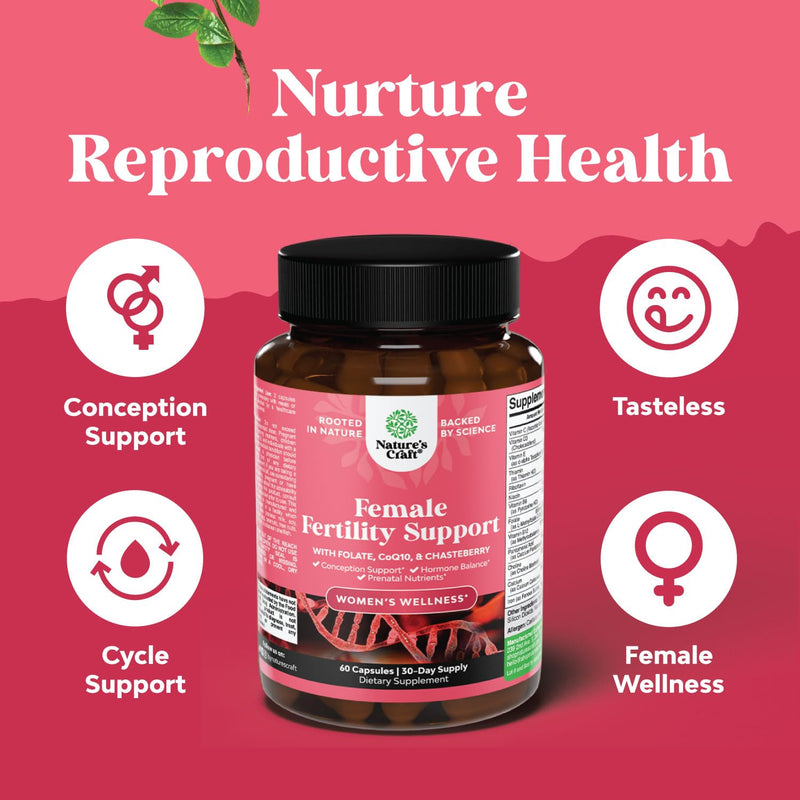 Female Fertility Supplement with Prenatal Multivitamins - Fertility Support with Prenatal Choline Inositol Folate Chasteberry and CoQ10 Fertility Blend for Women to Promote Conception - 60 Count 60 Count (Pack of 1) - BeesActive Australia