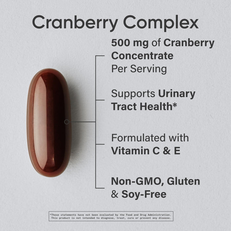 Sports Research® Cranberry Fruit Complex 500mg, 90 Softgels | Supports Urinary Tract Health* · Made with Pacran®­ & Vitamins C & E | Non-GMO, Gluten Free - 45 Servings