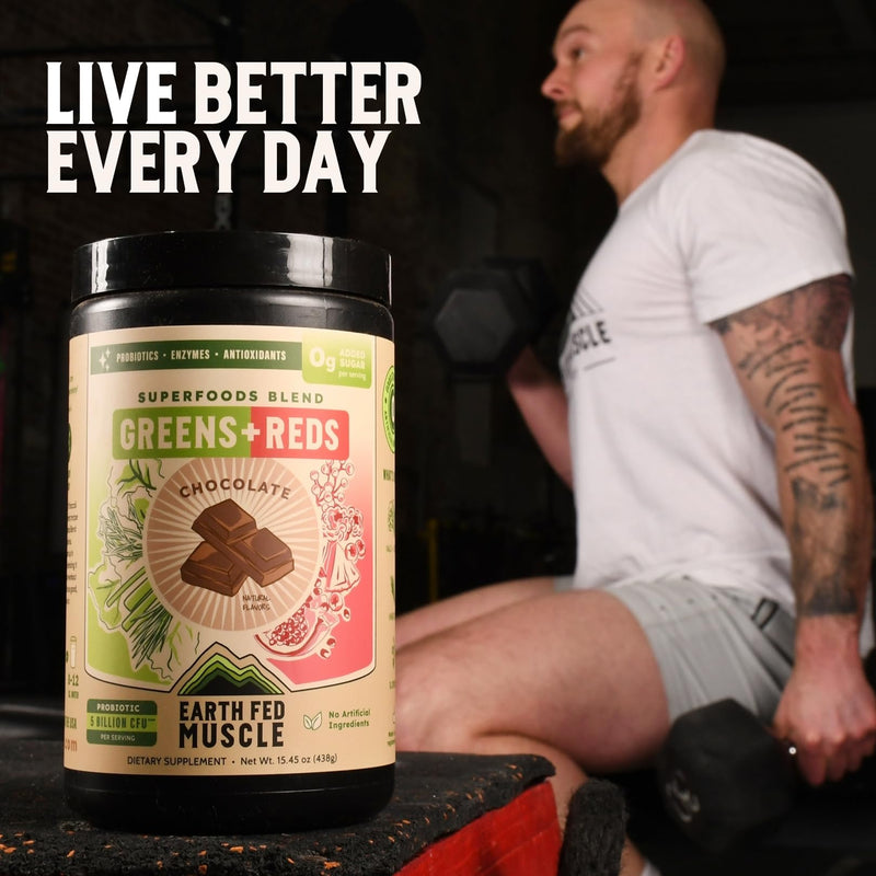 Greens and Reds Superfoods Blend, Chocolate – Kale, Spirulina, Wheatgrass & Elderberry – Antioxidant Support, Vitamins & Probiotics – No Artificial Ingredients – 30 Servings | Kale, Spirulina, Wheatgrass & Elderberry, Antioxidant Support, Vitamins & Pr...