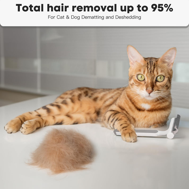 Cat Brush for Long Haired Cats, Cat Brushes for Indoor Cats Grooming and Shedding, Cat Deshedding Brush Dematting Comb for Kitten Remove Loose Hair and Matted Fur, Pet Grooming Undercoat Rake (Grey) Grey - BeesActive Australia