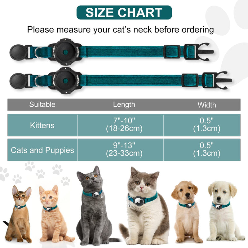 Luminous AirTag Cat Collar Breakaway, OUCWLTAG GPS Cat Collar with Apple Air Tag Holder, Cat Tracker Collars with Safety Elastic Band for Girl Boy Cats, Kittens and Puppies (Blue, 7-10 Inch) Blue - BeesActive Australia