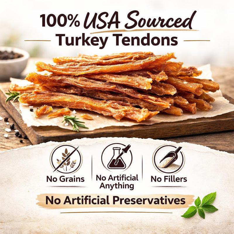 Hubert Pet Turkey Tendon Sticks: Low Ingredient, Long-Lasting Natural Chews for Dogs, High Protein, Grain Free, Hypoallergenic, No Artificial Additives, USA Sourced Turkey, 4 Ounces 4 Ounce (Pack of 1)