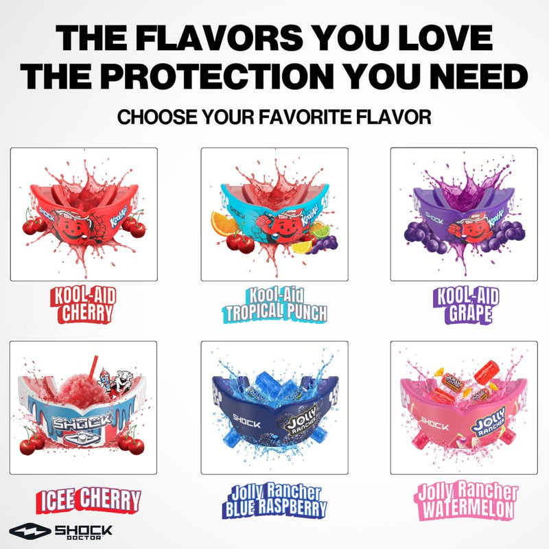 Shock Doctor, Gel Max Power Flavor Mouth Guard, Football, Lacrosse, Hockey, MMA, Boxing, Youth & Adult Kool-aid Cherry - BeesActive Australia