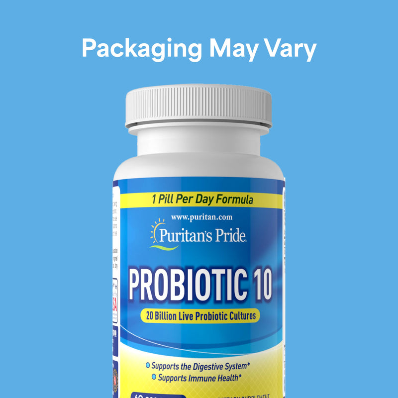 Puritan's Pride Probiotic 10 with Vitamin D, 60 Count 60 Count (Pack of 1)