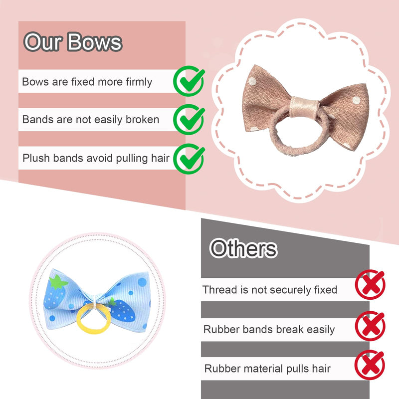 20 Pcs Small Dog Hair Bows with Rubber Bands Handmade Puppy Hair Bows Cute Grooming Flower Ball Bowknot Top Knot Dog Hair Accessories Hair Ties for Yorkie Maltese Pet (Pink) ﻿ Pink - BeesActive Australia