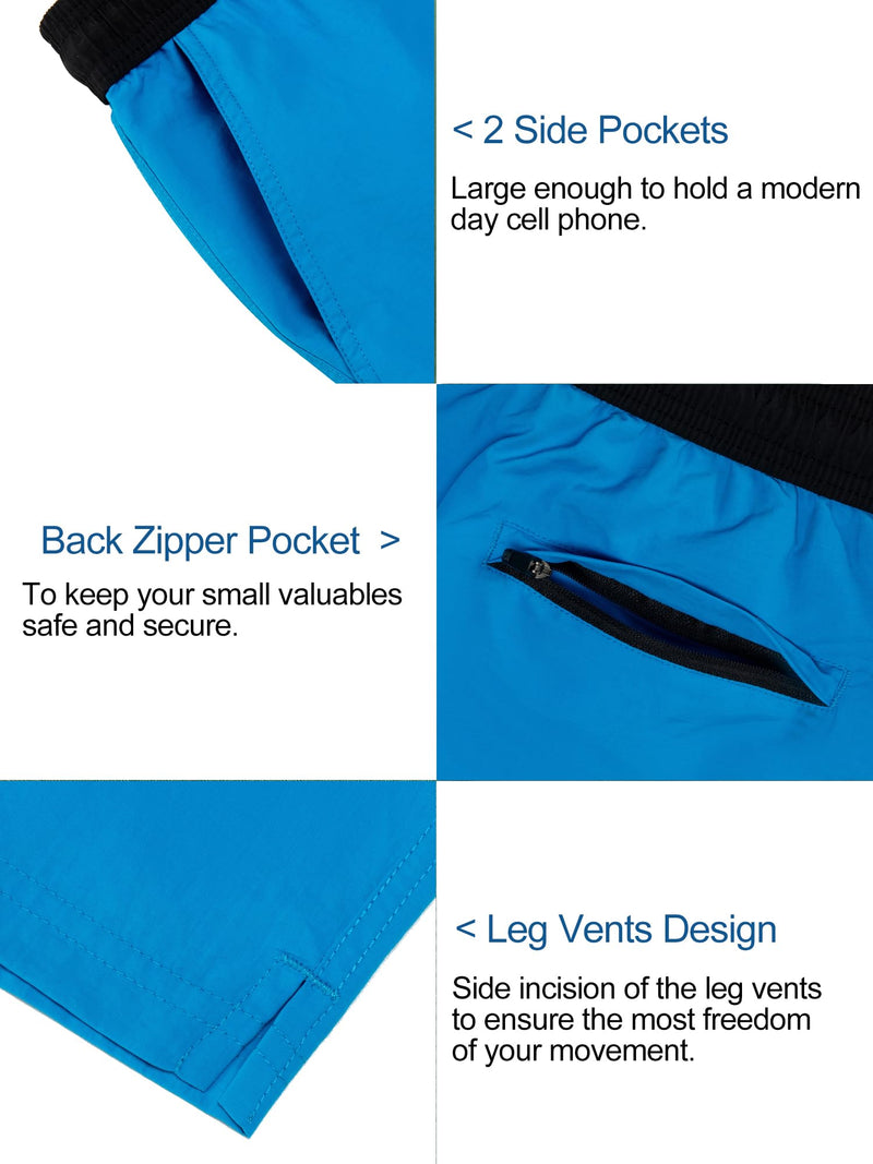 Mens Swim Trunks 6" Quick Dry Swim Shorts with Mesh Lining Swimwear Bathing Suits with Zipper Pocket Black X-Large