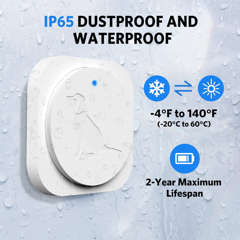 Dog Door Bell for Potty Training, Wireless Doggie Doorbell to Go Outside, Operating at 1000 Feet with Super-Light Touch Button, CD Quality Sound & 4 Notification Modes 1 receiver + 1 button - BeesActive Australia