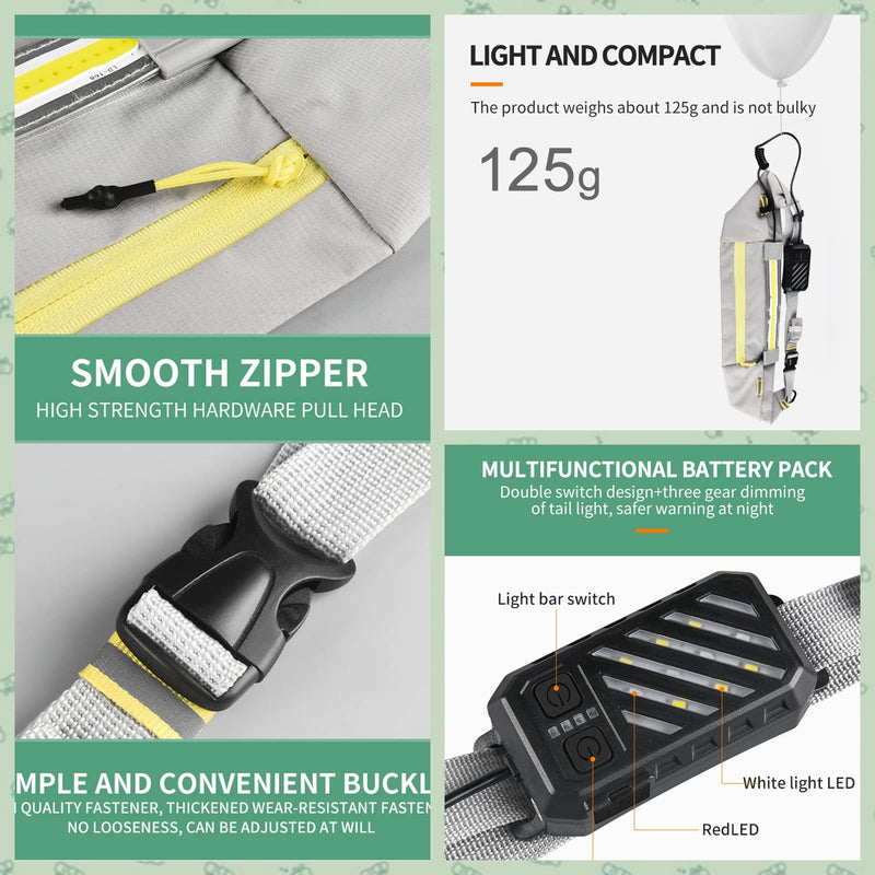 LUXNOVAQ Running Lights - Rechargeable Wide-Angle Running Belt, 1000 Lumen Adjustable Reflective Led Fanny Pack, Safety Lights for Walking, Jogging