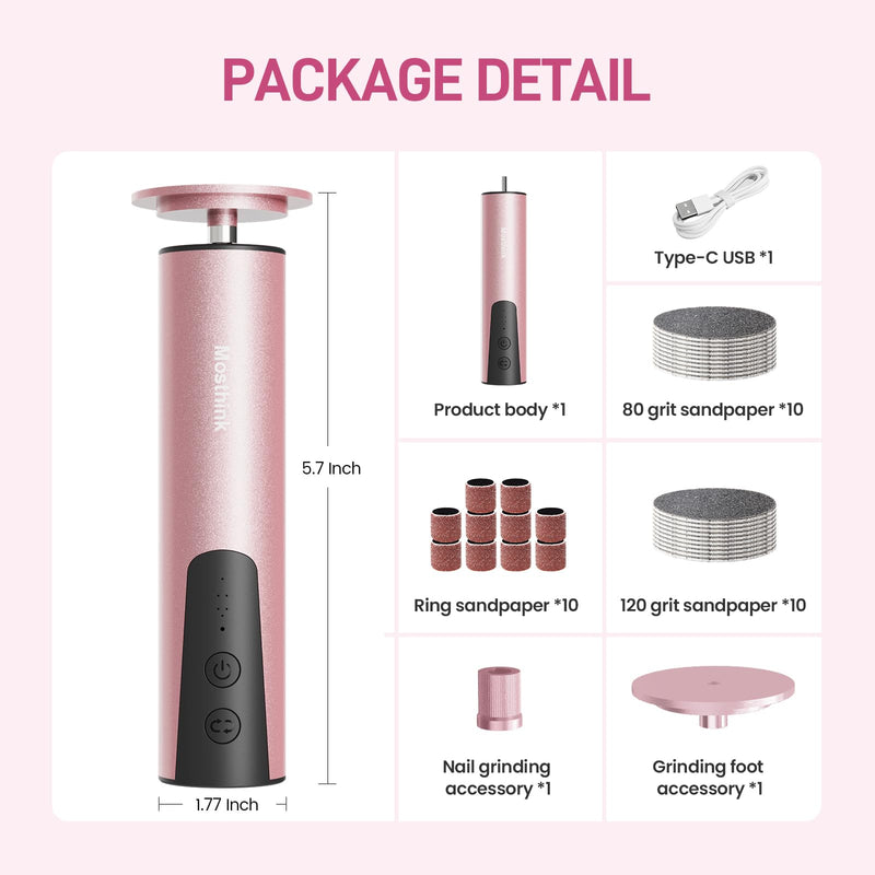 Electric Foot Callus Remover, 2 in 1 | 6 Speed Adjustable Foot File Nail Grinder with Sandpaper Disks, Professional Pedicure Tool for Feet Dead Skin, Self Care Gifts for Women Mom Lover Friends (Pink) - BeesActive Australia