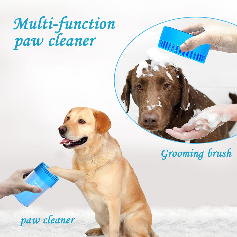 Large/Extra Large Dog Paw Washer for Dogs - Big Pet Foot Cleaner Cup with L/XL Size for Larger Breeds Large(3Towels&Brush) Blue - BeesActive Australia