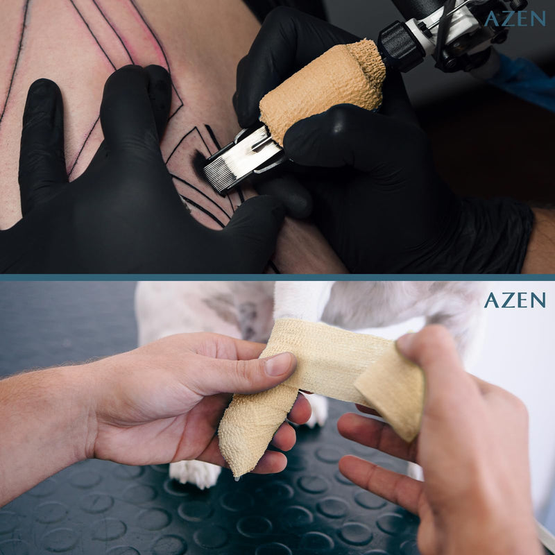 AZEN 8 Pack Self Adhesive Bandage Wrap, Elastic Cohesive Bandage Wrap, Skin Color Athletic Tape, Vet Wrap, Ankle Tape Beige