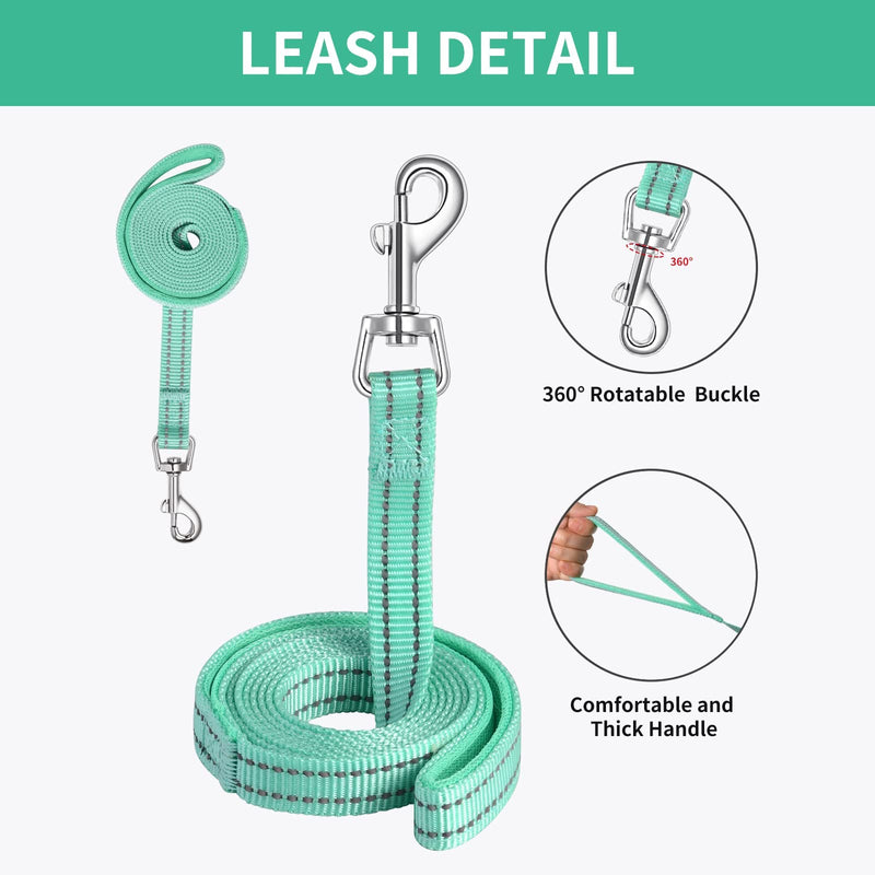 AMTOR Small Dog Harness with Leash Set, No Escape Easy Walk Puppy Harnesses for Training Walking, Step-in Reflective Soft Dogs Vest for XS S Medium Extra-Small Large Sized Dog(Green,S) Small(Chest:13"-15") Green - BeesActive Australia