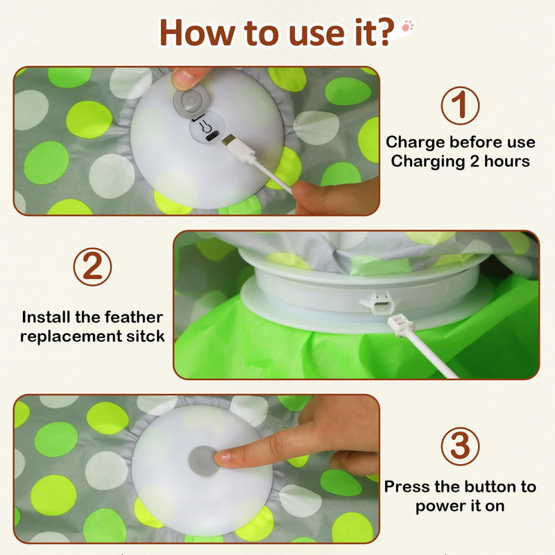 Interactive Cat Toy, Automatic Cat Toys for Indoor Cats, Hide and Seek Cat Toy with Motion Activated, Moving Feather, Chirping, USB Rechargeable - BeesActive Australia
