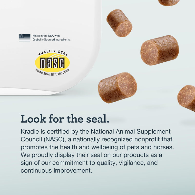 Kradle Calming Chews - Daily Stress Relief Support for Dogs - Bite Size, Chicken Flavor - Human Grade Calming Chews with Soothing Ingredients - for All Dog Breed & Sizes - 75-Count Jar Soft Chews - PawsPlanet Australia