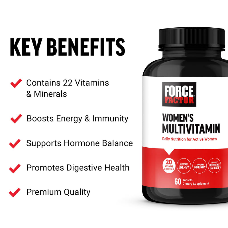 Force Factor Women’s Multivitamin with 20 Vitamins & Minerals | Multivitamin for Women to Support Hormone Balance, Energy, Immunity, Gut Health, with Ashwagandha, Chasteberry, 60 Tablets Women's