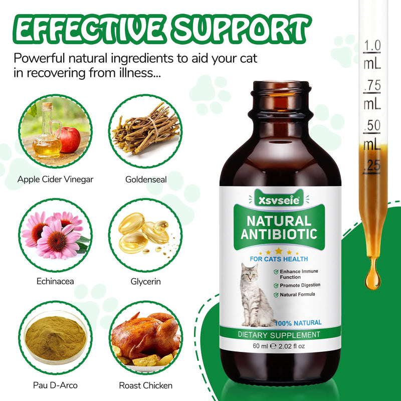 Antibiotics for Cats, Cat Antibiotics, Supports Immune & Cats Allergy Itch Relief, Health Supplies cats UTI Cat Multivitamin, 60ml 1pcs