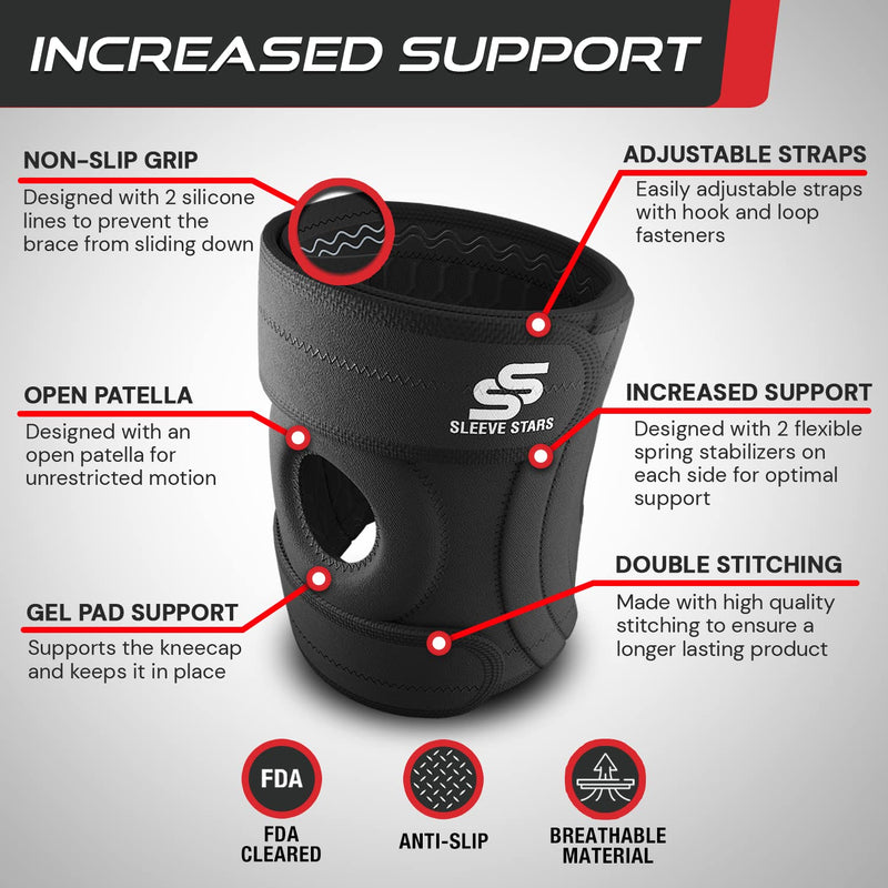 Sleeve Stars Knee Brace & Knee Support for Men & Women, Knee Braces for Knee Pain, Knee Protection Wrap for Working Out S/M/L: 12"-21"