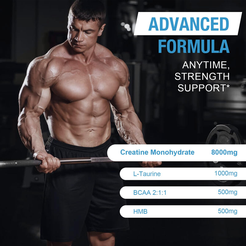 2 Pack Creatine HMB Monohydrate Gummies, Contains Vitamin B6, B12 and L-Taurine,Creatine Gummies for Men & Women, Promote Muscle Growth, Blueberry Flavor Supplement 90 Count (Pack of 2)