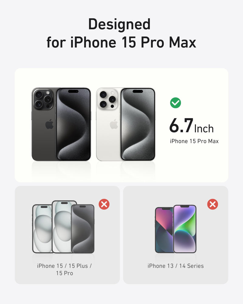 Anker Ultra Magnetic for iPhone 15 Pro Max Case with Sturdy 360° Ring Stand, Military-Grade Shockproof iPhone 15 Pro Max Kickstand Compatible with MagSafe(Clear) Clear - BeesActive Australia