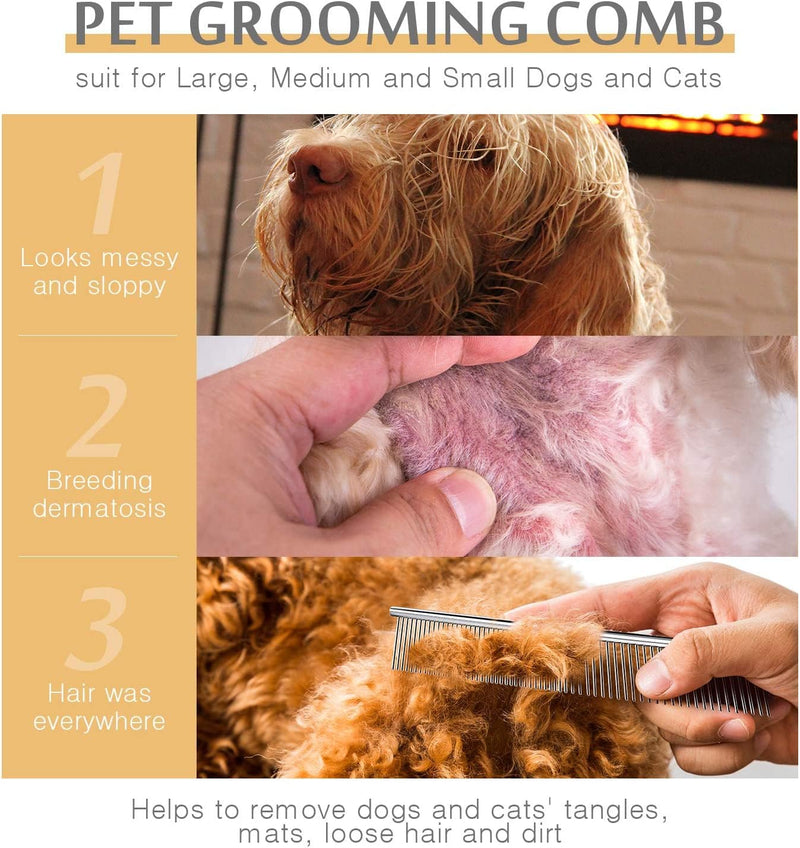 Dog Combs for Grooming, Metal Cat Comb for Removing Tangles and Knots, Professional Grooming Tool for Long Haired Dog, Cat and other pets - BeesActive Australia