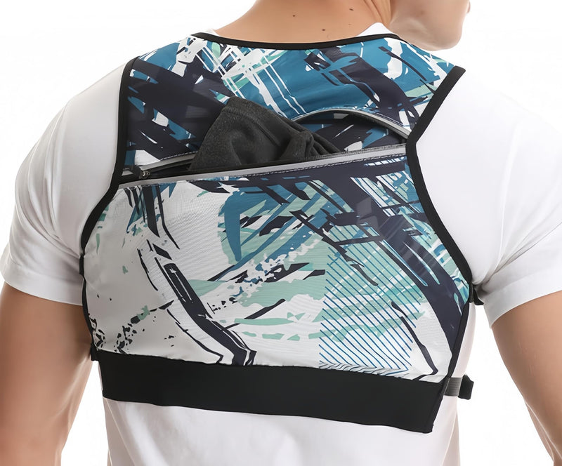 Mesh Hydration Vest Pack for Running Hiking Cycling, Adjustable Chest Bag with Water Bottle Pockets Blue