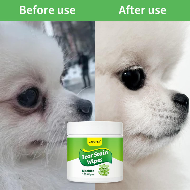 Dog Eye Wipes - Tear Stain Remover for Dogs, Gentle Formula for Cats and Dogs, Quick Care for Bright Fur, Thick, Soft and Skin-Friendly, 120pcs 120ct - PawsPlanet Australia