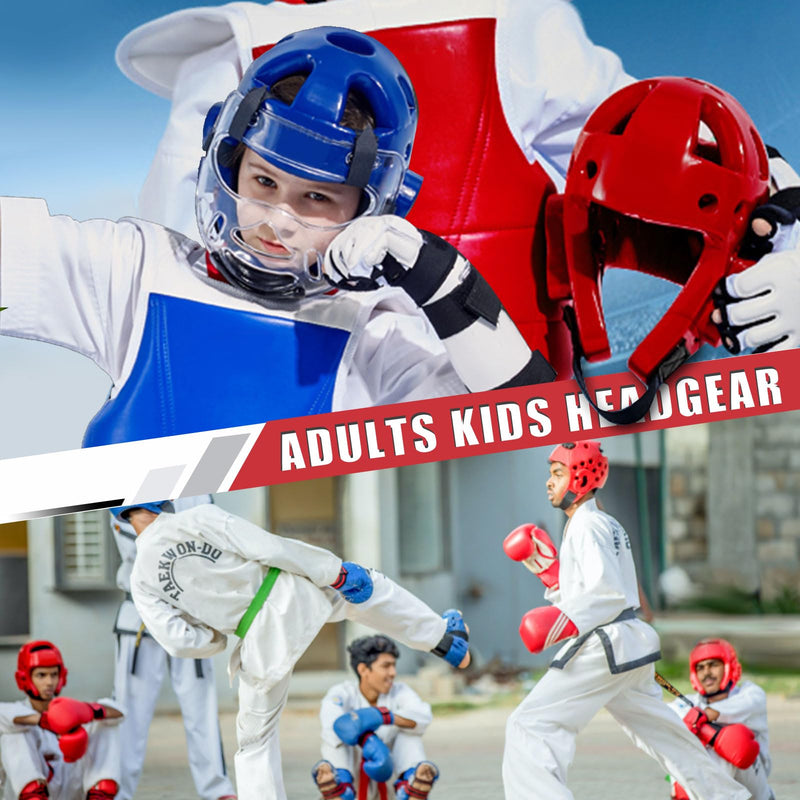 Kids & Adults Taekwondo Karate Headgear MMA Martial Arts Helmet, Soft Head Gear for Martial Art Grappling Muay Thai Kickboxing Taekwondo Small BLUE