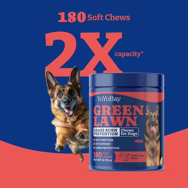 Probiotics for Dogs - Dog Probiotics for Digestive Health + Grass Burn Spot Chews for Dogs, 180 Soft Chews Eachs, Duck & Pear Flavor