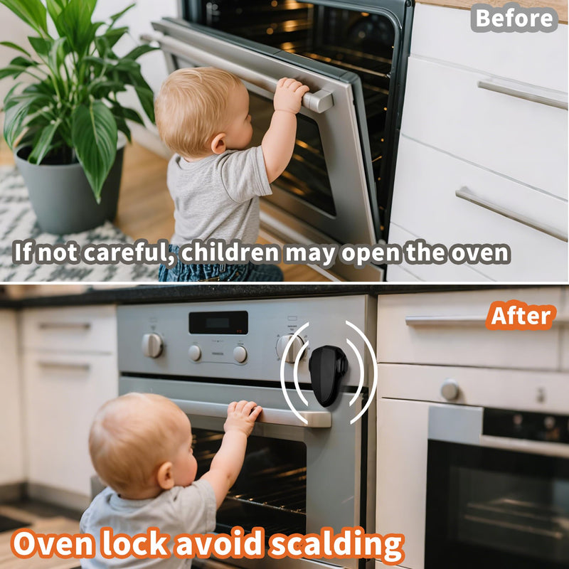 Child Proof Oven Lock Baby Safety Oven Door Lock for Toddlers no Tools Need or Drill Easy to Install (Black) Black