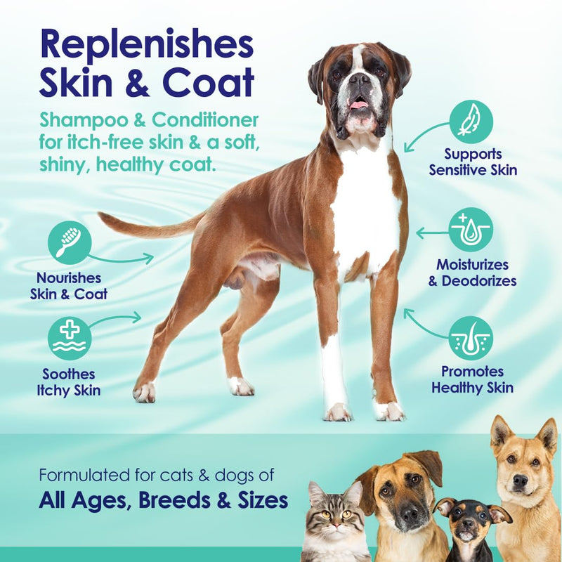 2-in-1 Dog Shampoo and Conditioner with Soothing Aloe Vera & Chamomile, Sensitive Skin, Fragrance-Free, Hypoallergenic Formula Provides Itchy Skin Relief from Dry Skin & Allergies - 16oz - PawsPlanet Australia