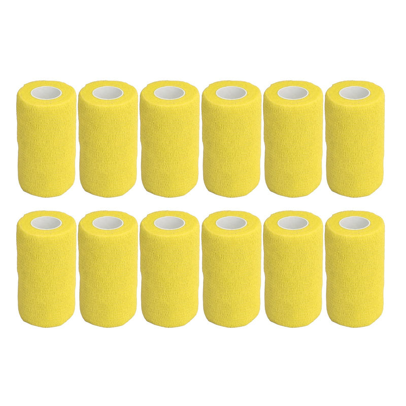 12Pcs Bandage Wrap Natural Latex Elastic Self Adhesive Wrap for Cows Dogs Horses 10cm(Yellow) - BeesActive Australia