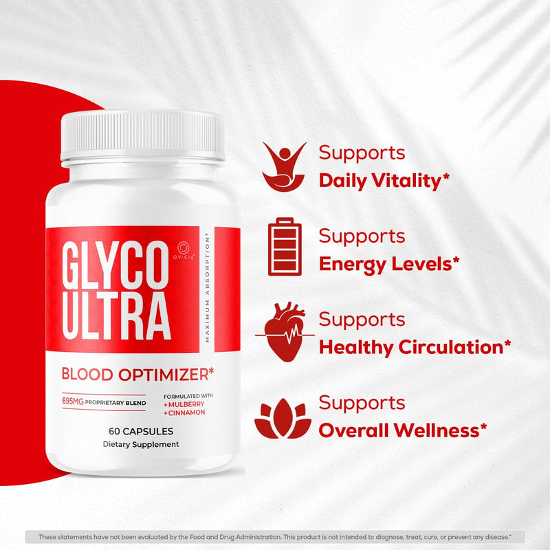 (3 Pack) Glyco Ultra - Glyco Ultra Optimizer Capsules, GlycoUltra Support Advanced Formula Premium Pills Maximum Strength All Natural Vitamins for Overall Health & Wellness, 180 Capsules for 3 Months